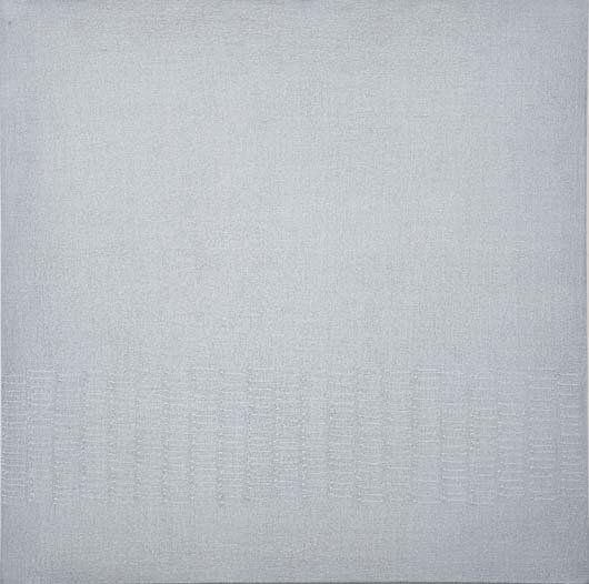 EDDA RENOUF, b. 1943: Title: EDDA RENOUF, b. 1943 Description: Distant Sounds, 1976-1977 Medium Dimensions Signature/Edition/Manufacture: Acrylic on linen. 27 ½ x 27 ½ in. (69.9 x 69.9 cm). Signed, titled, d