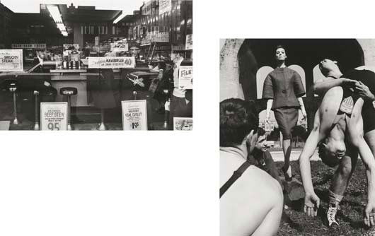 WILLIAM KLEIN, b. 1928: Hamburger, 40 ¢ New York, 1955; Simone + Olympique Wrestlers, Rome, 1960; and Simone + Painting + Coffee, Rome, 1960 Three gelatin silver prints, printed circa 1980. Each approximately 9 ¼ x 1