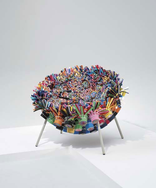 FERNANDO AND HUMBERTO CAMPANA, b. 1961, b. 1953: Sushi IV" chair, ca. 2003 Felt, textiles, plastic, EVA, painted steel. 32 in. (81.3 cm) high. Produced by Estudio Campana, Brazil. From an edition of 35 plus five artist's proofs and three prototypes.