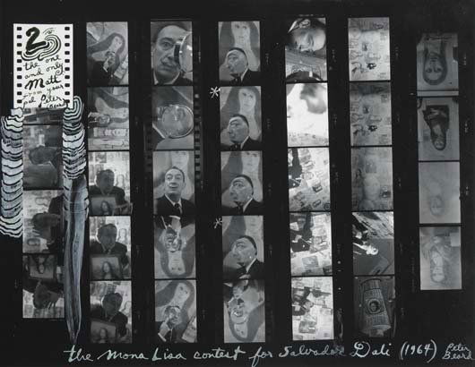 PETER BEARD, b. 1938: The Mona Lisa Contest for Salvador Dali, 1964. Gelatin silver contact sheet, printed circa 2000. 8 ½ x 11 in. (21.6 x 27.9 cm). Signed, titled, dated and variously annotated in paint on the rec