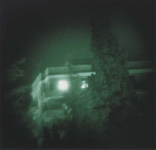 THOMAS RUFF, b. 1958: Nacht 14 I, 1993. Color coupler print. 7 ⅞ x 8 ¼ in. (20 x 21 cm). Signed, titled, dated and numbered 4/6 in pencil on the verso.