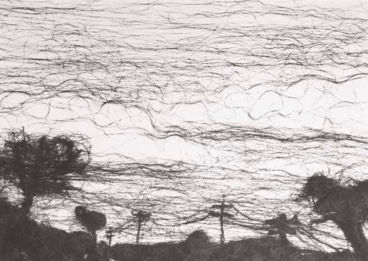 VIK MUNIZ, b. 1961: 1800 Yards (telegraph poles), 1995. Platinum print. 13 ¾ x 19 ¼ in. (34.9 x 48.9 cm). Signed, titled, dated and numbered 1/5 in pencil in the margin.