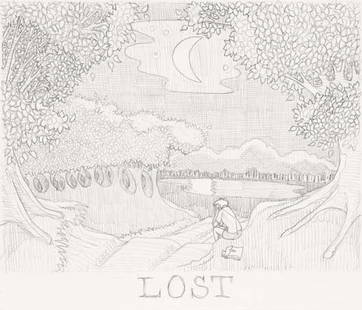 PETER LAND, b. 1966: Lost, 2000 Graphite on paper. 29.8 x 41.9 cm. (11 ¾ x 16 ½ in.) Signed, titled and dated on verso. ?