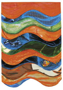 LEDA CATUNDA, b. 1961: Dez Camadas, 2000 Acrylic on cloth and plastic. 121.9 x 155.9 cm. (48 x 61 ⅜ in.) Signed and titled on verso. ?