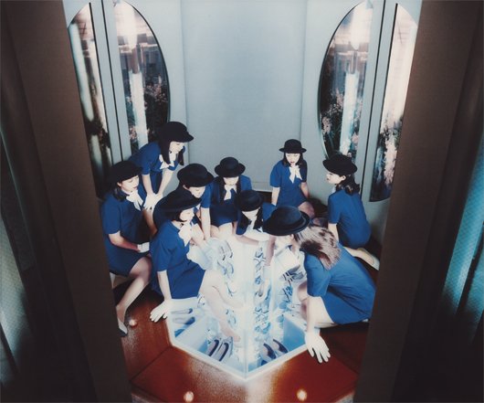 MIWA YANAGI, b. 1967: Elevator girl house 3F, 1998 Colour coupler print, Diasec mounted. 79.4 x 106 cm. (31 ¼ x 41 ¾ in). Signed and numbered 5/15 in ink on an artist's label affixed to the reverse of the fra