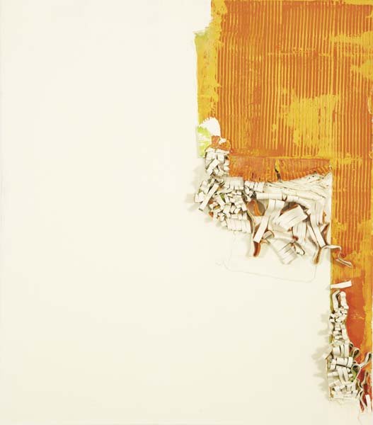 LESLIE WAYNE, b. 1953 Spillway, 2002 Oil on wood.: LESLIE WAYNE, b. 1953 Spillway, 2002 Oil on wood. 32 ⅛ x 28 in. (81.6 x 71.1 cm). Signed, titled and dated on verso. Jack Shainman Gallery, New York