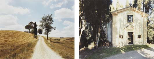 JOEL MEYEROWITZ, b. 1938 Two works: (i) White Roa: JOEL MEYEROWITZ, b. 1938 Two works: (i) White Road, Tuscany, 2002; (ii) The Chapel, Tuscany, 2002 C-print. (i) 10 ½ x 13 ¼ in. (26.7 x 33.7 cm); (ii) 10 ½ x 13 ⅜ in. (26.7 x