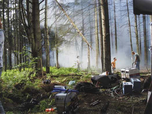 GREGORY CREWDSON, b. 1962 Production Still (Fores: GREGORY CREWDSON, b. 1962 Production Still (Forest Gathering #1, from Beneath the Roses), 2003 Digital c-print. 12 x 16 in. (30.5 x 40.6 cm). Signed and dated lower edge. This work is from an edition