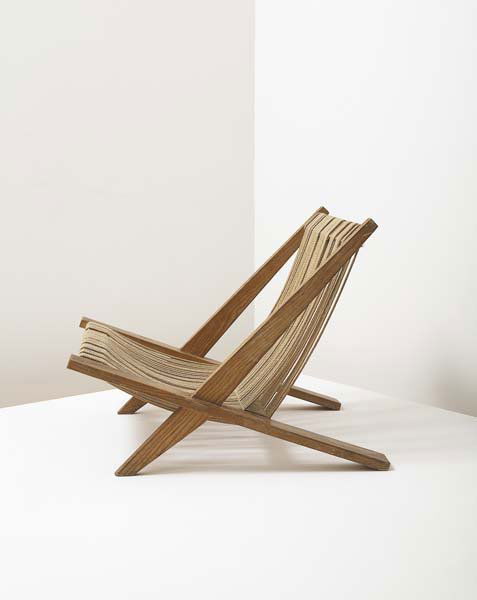 POUL KJÆRHOLM IN COLLABORATION WITH JØRGEN HØJ, 192: POUL KJÆRHOLM IN COLLABORATION WITH JØRGEN HØJ, 1929-1980 Lounge chair, from the "Self-Assembled Furniture" series, ca. 1952 Ash, halyard. 24 ¾ in. (62.9 cm) high. Manufactured by Thorvald M