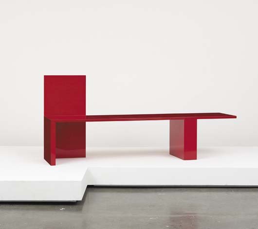 ROBERT WILSON, b. 1941 "Esmeralda's Bed", ca. 1989: ROBERT WILSON, b. 1941 "Esmeralda's Bed", ca. 1989 Lacquered wood. 34 ½ x 83 ½ x 27 ½ in. (87.6 x 212.1 x 69.9 cm). Number one from an edition of six. Originally designed for th