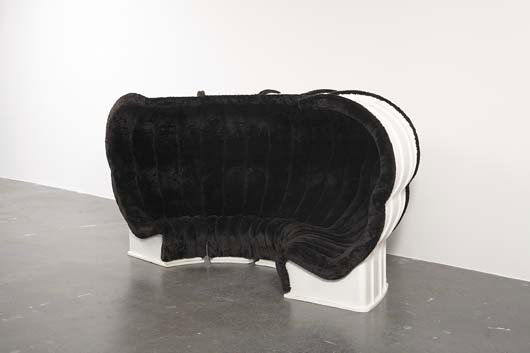 SUPERSTUDIO Rare "Bazaar" seating environment, des: SUPERSTUDIO Rare "Bazaar" seating environment, designed 1968 Coated fiberglass, fabric. Each shell: 58 ¼ x 36 x 36 in. (148 x 91.4 x 91.4 cm); total environment: 58 ¼ x 130 ¼ x 75