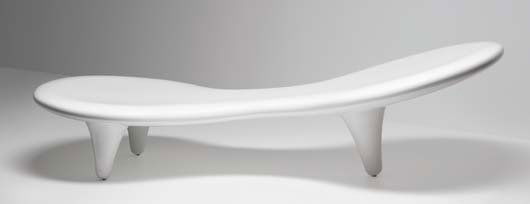 MARC NEWSON, b. 1963 "Orgone" chaise longue, desig: MARC NEWSON, b. 1963 "Orgone" chaise longue, designed 1991 Lacquered fiberglass. 19 ¾ x 70 ¼ x 23 ⅞ in. (50.2 x 178.4 x 60.6 cm). Manufactured by Cappellini, Italy.