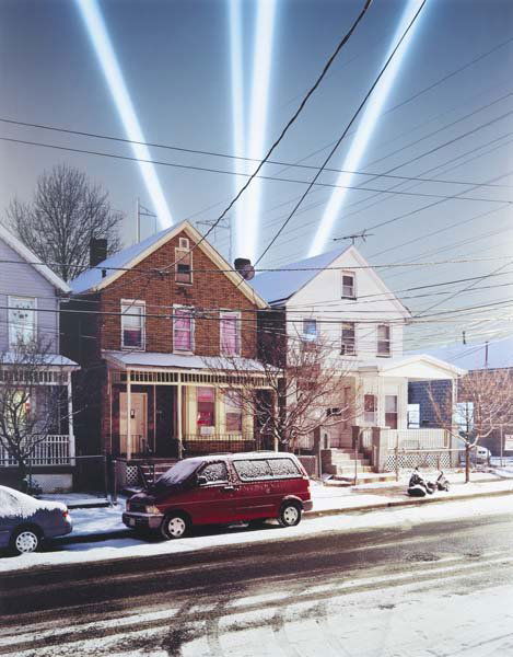 TIM DAVIS, b. 1969 Searchlights (from Illiluminati: TIM DAVIS, b. 1969 Searchlights (from Illiluminations), 2005 C-print, flush mounted on Sintra. 55 x 43 ⅛ in. (139.7 x 109.5 cm). Signed on label on reverse of the mount. This work is from an edi