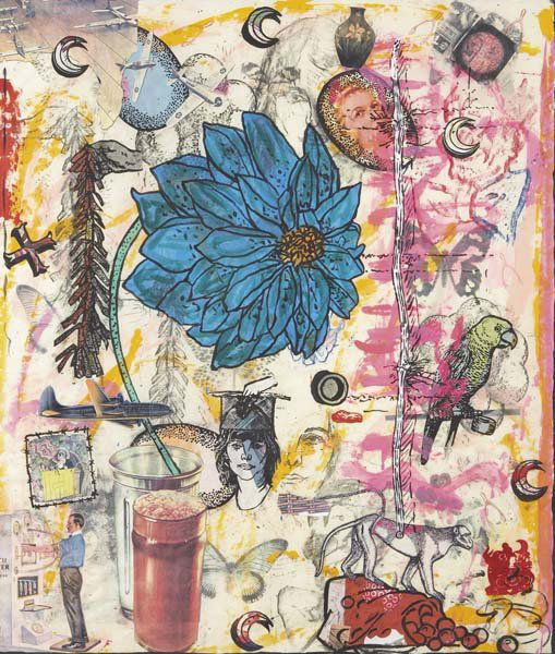 JANE HAMMOND, b. 1950 Chain of Events, 1995 Solven: JANE HAMMOND, b. 1950 Chain of Events, 1995 Solvent transfers, graphite, crayon, linoleum block prints, color xerox, Chinese paper stencil, acrylic and gouache collage on Japanese paper. 38 ¼ x