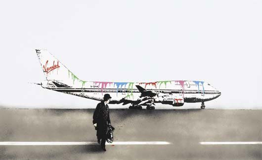 NICK WALKER, b. 1969 Vandal Airways, 2008 Screenpr: NICK WALKER, b. 1969 Vandal Airways, 2008 Screenprint and varnish on paper. 17 ⅝ x 29 in. (44.8 x 73.7 cm). Signed and numbered lower edge. This work is from an edition of 150 and includes a cer