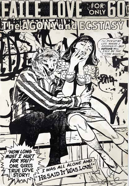 FAILE Agony and Ecstasy, 2007 Acrylic, screenprint: FAILE Agony and Ecstasy, 2007 Acrylic, screenprint and glitter on paper. 38 ¼ x 26 ½ in. (97.2 x 67.3 cm). Signed, stamped and annotated lower edge. Dated and numbered on verso. This wor
