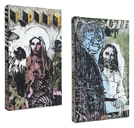 FAILE Mary / 10 Ways, 2007 Screenprint and acrylic: FAILE Mary / 10 Ways, 2007 Screenprint and acrylic on six-sided wooden box. 20 x 12 x 1 ⅞ in. (50.8 x 30.5 x 4.8 cm). PROVENANCE Acquired directly from the artist