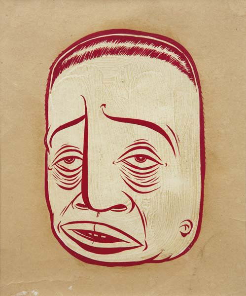 BARRY MCGEE, b. 1966 Portrait #1, 1997 Acrylic on: BARRY MCGEE, b. 1966 Portrait #1, 1997 Acrylic on paper envelope. 6 ¼ x 5 ⅜ in. (15.9 x 13.7 cm). PROVENANCE DownlowSF, San Francisco