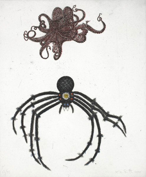 KIKI SMITH, b. 1954 Untitled (For David Wojnarowi: KIKI SMITH, b. 1954 Untitled (For David Wojnarowicz), 2000 Etching and aquatint in colors, on wove paper, with full margins, I. 23 ⅜ x 19 ¼ in. (59.4 x 48.9 cm) S. 24 ⅛ x 20 ⅛