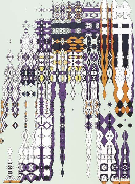 CARL FUDGE, b. 1962: Mobile Suit 3, 2001 Screenprint on paper. 56 x 41 3/4 in. (142.2 x 106 cm). Signed and numbered lower edge. This work is one of 3 printer's proofs aside from an edition of 8.