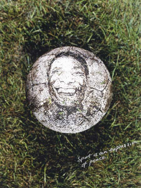 VIK MUNIZ, b. 1961: Pelé, 2003 C-print. 24 x 18 in. (61 x 45.7 cm). Inscribed on front. Numbered, inscribed and stamped on verso. This work is from an edition of 500 and is accompanied by a certificate of authenticity.