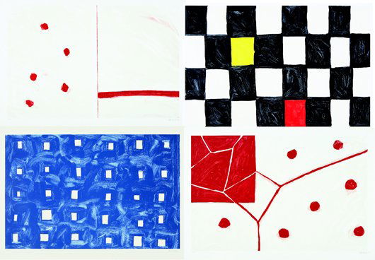 MARY HEILMANN, 2000: Sound of White Water; Earth/Air; African and Arbor Piece, b. 1940 Four lithographs in colors, on wove paper, with full margins, all I. 22 1/2 x 34 3/8 in. (57.2 x 87.3 cm); all S. 27 x 38 3/8 in. (68.