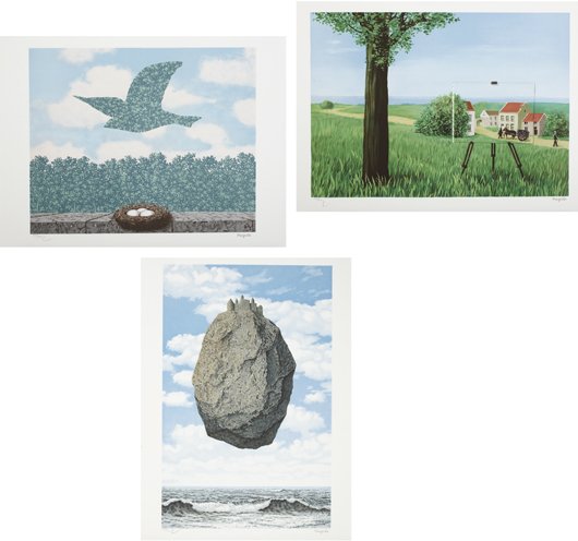 AFTER RENEE MAGRITTE, 2003: Magritte III : 8 lithographies portfolio, 1898-1967 Eight lithographs in colors, on Rives BFK paper, with full margins, 20 1/8 x 25 1/8 in. (51.1 x 63.8 cm). signed on reverse by the publisher in penc