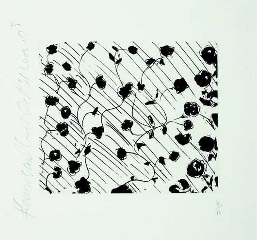 DONALD SULTAN, 2005: Flowers and Lines, b. 1951 Etching, on wove paper, with full margins, I. 8 7/8 x 10 3/8 in. (22.5 x 26.4 cm); S. 14 x 15 in. (35.6 x 38.1 cm). signed with initials, titled, dated 'Oct 31 2005' and num