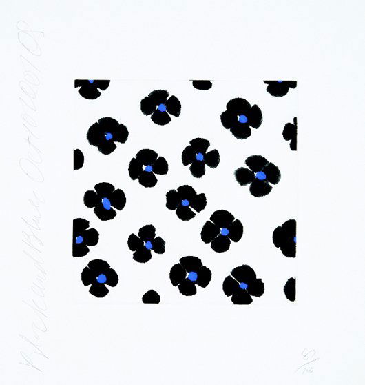 DONALD SULTAN, 2007: Black and Blue, b. 1951 Aquatint in colors, on wove paper with staff watermark, with full margins, I. 11 7/8 x 11 7/8 in. (30.2 x 30.2 cm); S. 22 3/4 x 21 1/4 in. (57.8 x 54 cm). signed, titled, dated