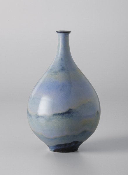 GERTRUD AND OTTO NATZLER, 1908-1971, 1908-2007: Single-stem vase, ca. 1960 Glazed earthenware. 8 1/4 in. (21 cm.) high. Underside signed in ink with "NATZLER" and with paper label with "M628." PROPERTY FROM THE COLLECTION OF ELLEN AND DIXON LONG, C