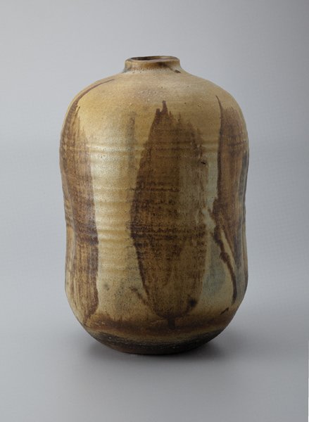 TOSHIKO TAKAEZU, b. 1929: Buff pot with brown splashes, 1980s Glazed stoneware. 11 in. (27.9 cm.) high. Underside incised with artist's "TT" monogram. PROPERTY FROM THE COLLECTION OF ELLEN AND DIXON LONG, CALIFORNIA