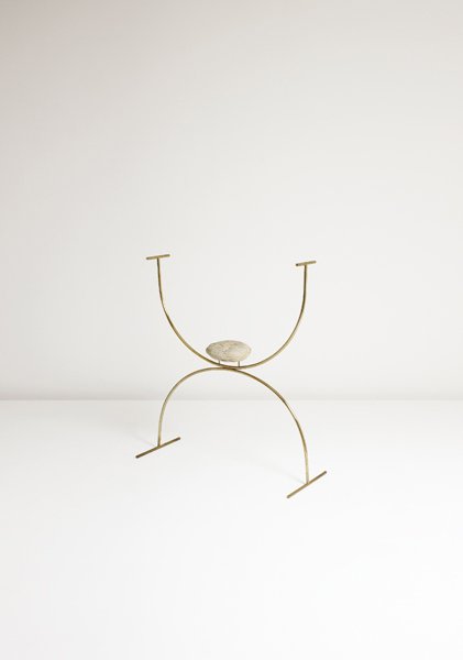 ROBERT WILSON, b. 1941: Rare "Zeus Chair,", 2002 Bronze, stone. 45 1/4 in. (114.9 cm.) high. Produced by John Battle, Watermill, New York for RW Work Ltd., USA. Number two from an edition of three. Originally designed for th