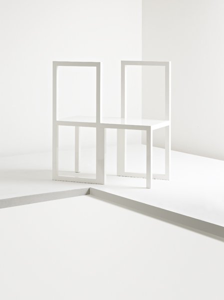 ROBERT WILSON, b. 1941: Bessie Smith Breakfast Chair,", 1991 Lacquered oak. 39 3/8 x 35 3/8 x 17 3/4 in. (100 x 89.9 x 45.1 cm.). Editioned by RW Work Ltd., USA and Luca Dosi Delfini, The Netherlands. Number ten from an edit