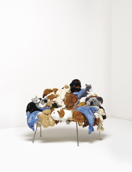 FERNANDO AND HUMBERTO CAMPANA, b. 1961, b. 1953: Mixed "Banquete" chair, designed 2002, executed ca. 2003 Stuffed toy animals, tubular stainless steel. 38 in. (96.5 cm.) high. Manufactured by Estudio Campana, Brazil. Number 32 from an edition of 150