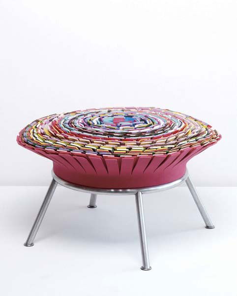 FERNANDO AND HUMBERTO CAMPANA, b. 1961, b. 1953: Vitória Régia" stool, 2006 EVA, rubber, fabric, tubular stainless steel. 18 in. (45.7 cm.) high, 29 1/2 in. (74.9 cm) diameter. Manufactured by Estudio Campana, Brazil. Underside with metal roundel