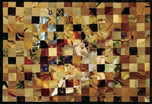 JULIO GALÁN, 1958-2006: L'inizio, 1997 Oil on canvas collage. 51 1/4 x 74 7/8 in. (130.2 x 190.2 cm). Signed and dated "Julio Galán 97" lower left. PROVENANCE Robert Miller Gallery, New York