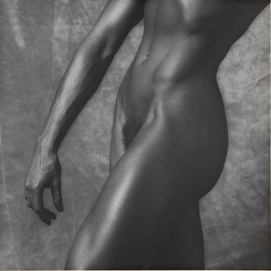 ROBERT MAPPLETHORPE, Lisa Lyon, 1981: Gelatin silver print. 38.4 x 38.4 cm. (15 1/8 x 15 1/8 in). Signed and numbered AP 1/2 in ink in the margin; signed, dated in ink and copyright credit reproduction limitation stamp on the reverse of t