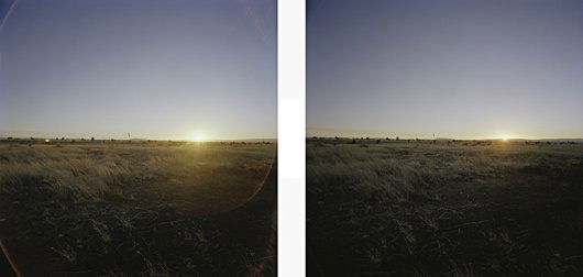 MARKO VUOKOLA, The Seventh Wave - Marfa, 2007: Digital colour coupler diptych, each Diasec mounted. Each 100 x 100 cm. (39 3/8 x 39 3/8 in); 100 x 200 cm. (39 3/8 x 78 3/4 in) overall. One signed in ink, printed title, date and number 3/3 on a lab