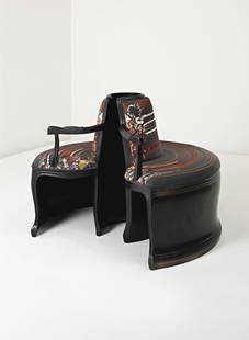 SEBASTIAN BRAJKOVIC, 'Lathe 1', 2008: 'Lathe 1', 2008 Bronze, embroidered upholstery. 85 cm. (33 1/2 in.) high, 114 cm. (44 7/8 in.) diameter. Self-produced, The Netherlands. From the edition of eight. LITERATURE Sophie Lovell, Limited Ed