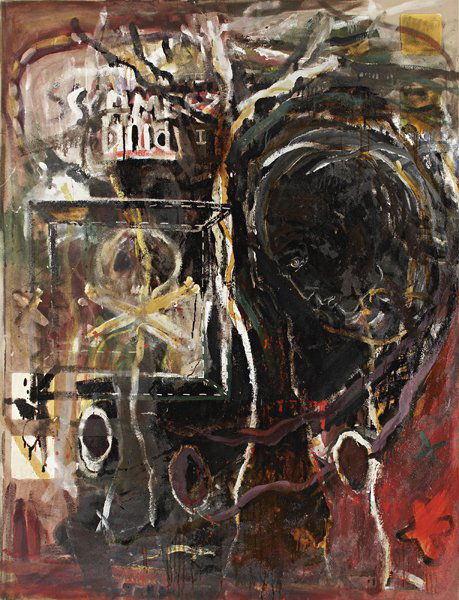 JOHANNES KAHRS, Schmerzbild I: Schmerzbild I, 1990 Oil and varnish on felted material. 169.5 x 129.8 cm. (66 3/4 x 51 1/8 in). Signed, titled and dated 'Johannes Kahrs "Schmerzbild" 1990' on the reverse.♠ PROVENANCE Acquired