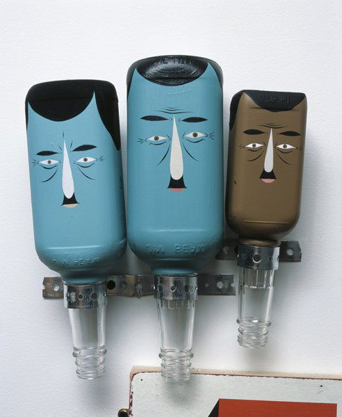 BARRY MCGEE, Untitled (3 bottles): Untitled (3 bottles), 2005 Painted glass bottles in three parts. Overall: 35 x 26 cm. (13 3/4 x 10 1/4 in). This work is accompanied by a certificate of authenticity signed by the artist.‡ PROVE