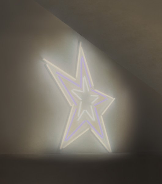MARK HANDFORTH, American Tristar, 2004: American Tristar, 2004 Fluorescent lights. 150 x 150 in. (381 x 381 cm). This work is accompanied by a certificate of authenticity signed by the artist. PROVENANCE Gavin Brown's enterprise, New York E