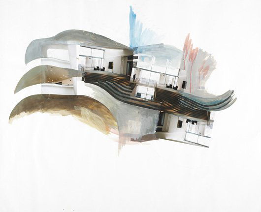 AMELIE VON WULFFEN, Untitled, 2002: Untitled, 2002 Graphite, watercolor, oil and photographic collage on paper. 47 3/4 x 58 1/2 in. (121.3 x 148.6 cm). Signed and dated "V. Wulffen 2002" on the reverse. PROVENANCE Private collection, Eu