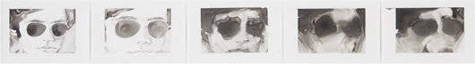 MATT SAUNDERS, UDO (5 drawings) # 14, 2004: UDO (5 drawings) # 14, 2004 Ink on mylar. 5 7/8 x 7 in. (14.9 x 17.8 cm) each; 5 7/8 x 35 3/4 in. (14.9 x 90.8 cm) overall. Each initialed and dated "MS 2004" lower right; signed, titled and dated "Ma