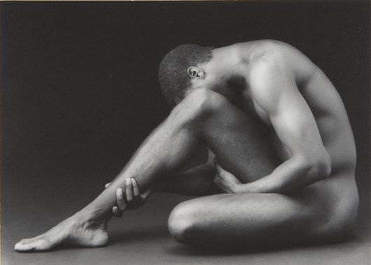 ROBERT MAPPLETHORPE, Tyrone, 1987: Tyrone, 1987 Gelatin silver print. 5 x 7 in. (12.7 x 17.8 cm). Signed in pencil and printed 'Just to thank you' on the mount.