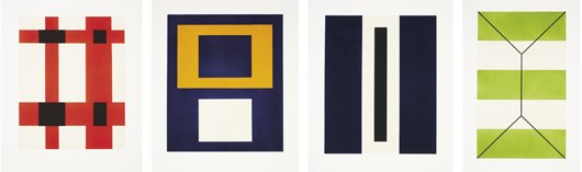 ANDREW SPENCE: Untiled, 1989 Four aquatints in colors, on wove paper, with full margins, various sizes, all signed, dated `89' and numbered 16/30 in pencil, a very pale stain at the lower right margin corner, otherw