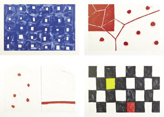 MARY HEILMANN: Sound of White Water; Earth and Air; African; and Arbor Piece II, 2000 Four lithographs in colors, on Somerset Velvet paper, with full margins, all I. 22 1/2 x 34 3/8 in. (57.2 x 87.3 cm); all S. 27