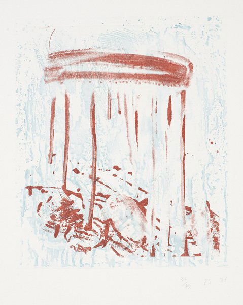 PAT STEIR: Thursday, from Independent Curators 15th Anniversary portfolio, 1991 Etching in colors, on wove paper, with full margins, I. 11 7/8 x 10 1/8 in. (30.2 x 25.7 cm); S. 19 1/8 x 15 1/4 in. (48.6 x 38.7 c