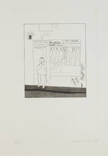 DAVID HOCKNEY: Illustrations for Fourteen Poems from C.P. Cavafy series: To Remain, 1966 Etching and aquatint, on Crestbrook handmade paper, with full margins, I. 13 3/4 x 8 7/8 in. (34.9 x 22.5 cm); S. 22 3/8 x 16