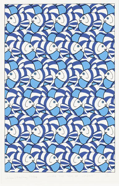 JOHN WESLEY: Under the Sea of Japan, 1991 Screenprint in colors, on wove paper, with full margins, I. 17 1/4 x 11 3/8 in. (43.8 x 28.9 cm); S. 28 x 21 3/8 in. (71.1 x 54.3 cm), signed, titled, dated `1990' and num